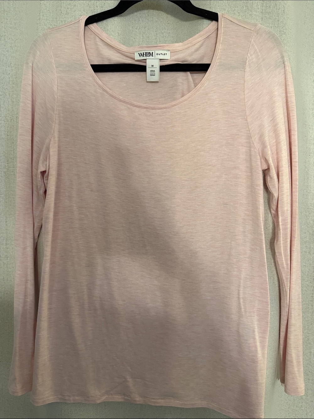 White House Black Market Outlet Light Pink Long-Sleeve Scoop Neck Top